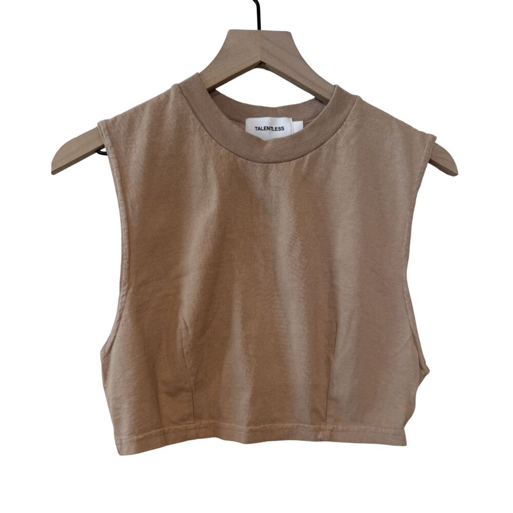 Talentless Tan Sleeveless Cropped Dart Muscle Tank Size S